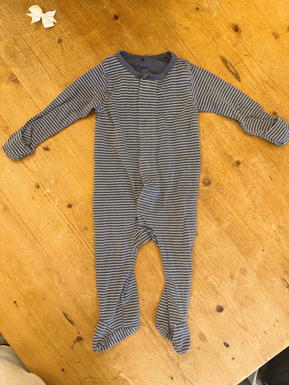 Magnetic Me Blue and White Striped Footed One-Piece